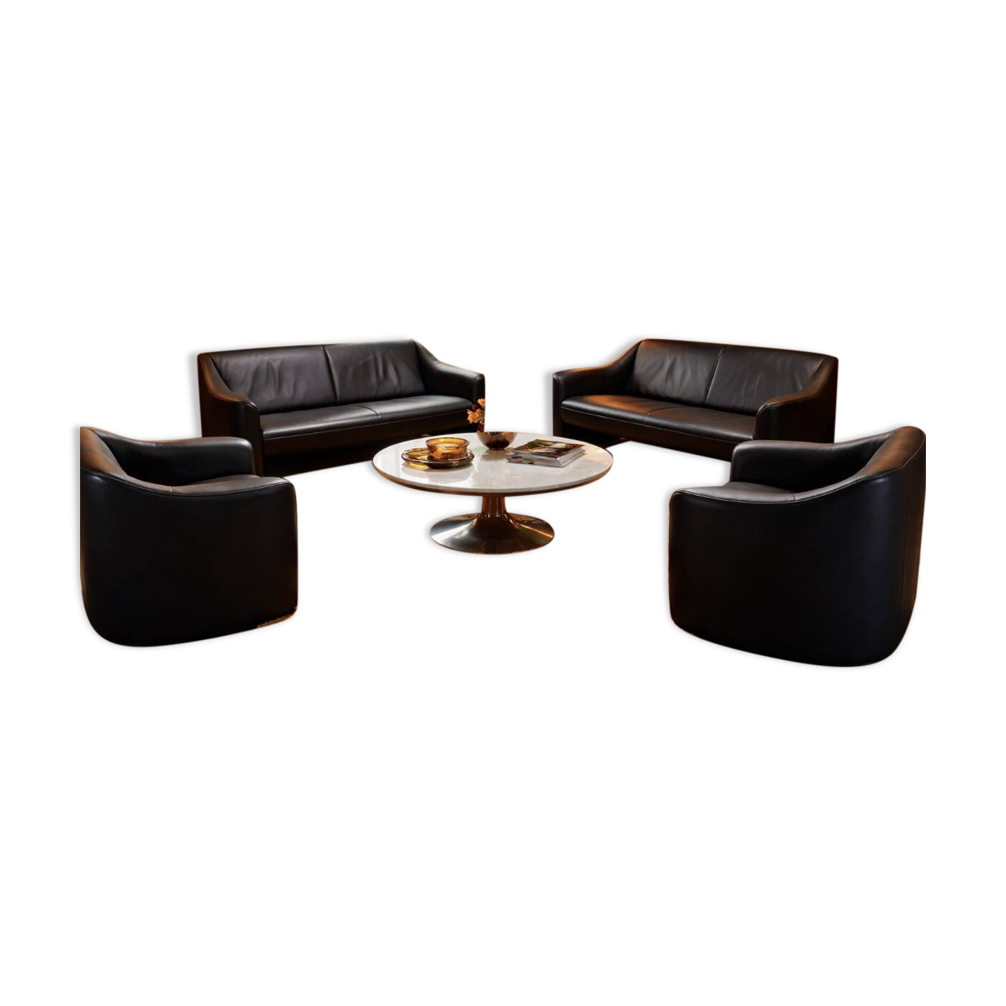 Canapés and Matteo Grassi vintage leather armchairs
