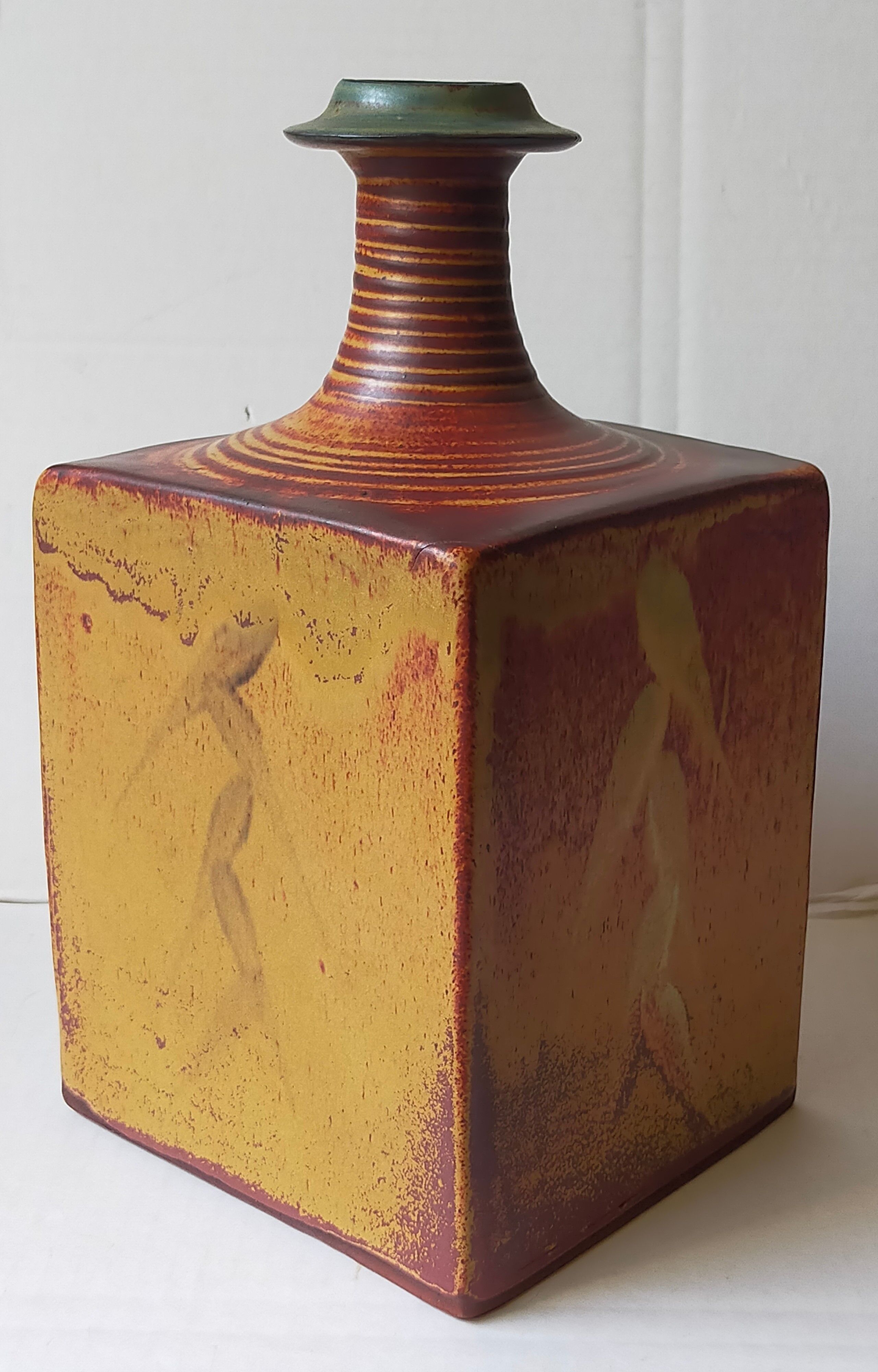 Vintage Scandinavian enamelled earth soliflore vase