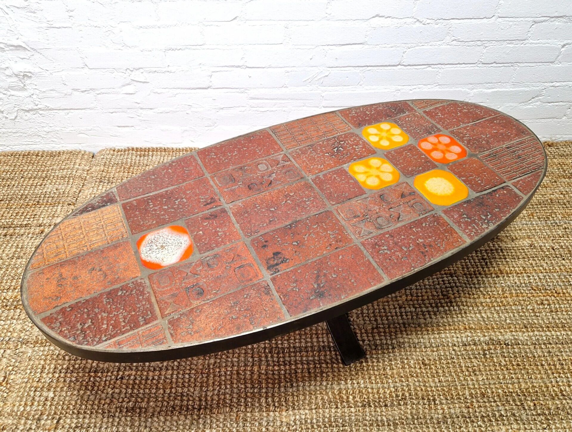 Jean Jaffeux lava stone and ceramic coffee table