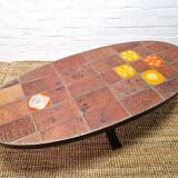 Jean Jaffeux lava stone and ceramic coffee table