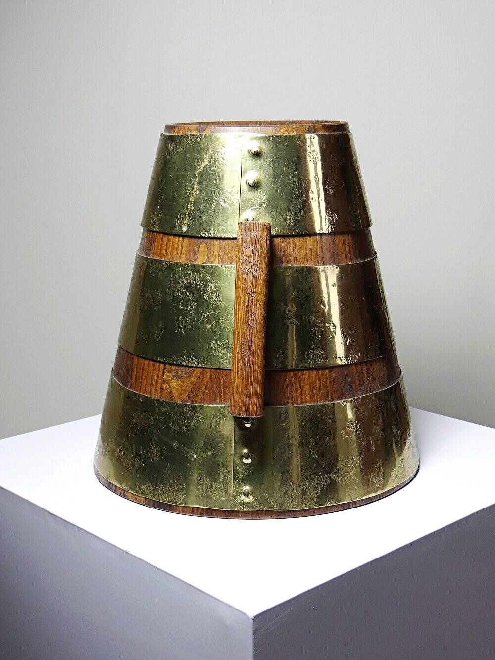 Large handcrafted wooden and brass via ferrata, traditional vintage style