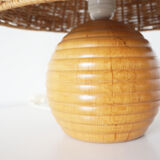 Elm and wicker ball lamp
