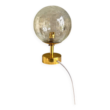 Cracked glass and gold metal table lamp