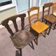 Set of 6 mismatched vintage wooden bistro chairs