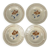 Set de 4 Assiettes creuses Sarreguemines motif fleur , première moitié du X