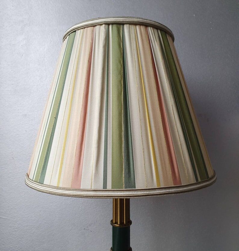 Brass lamp with pleated cap, 70s, Hollywood Regency
