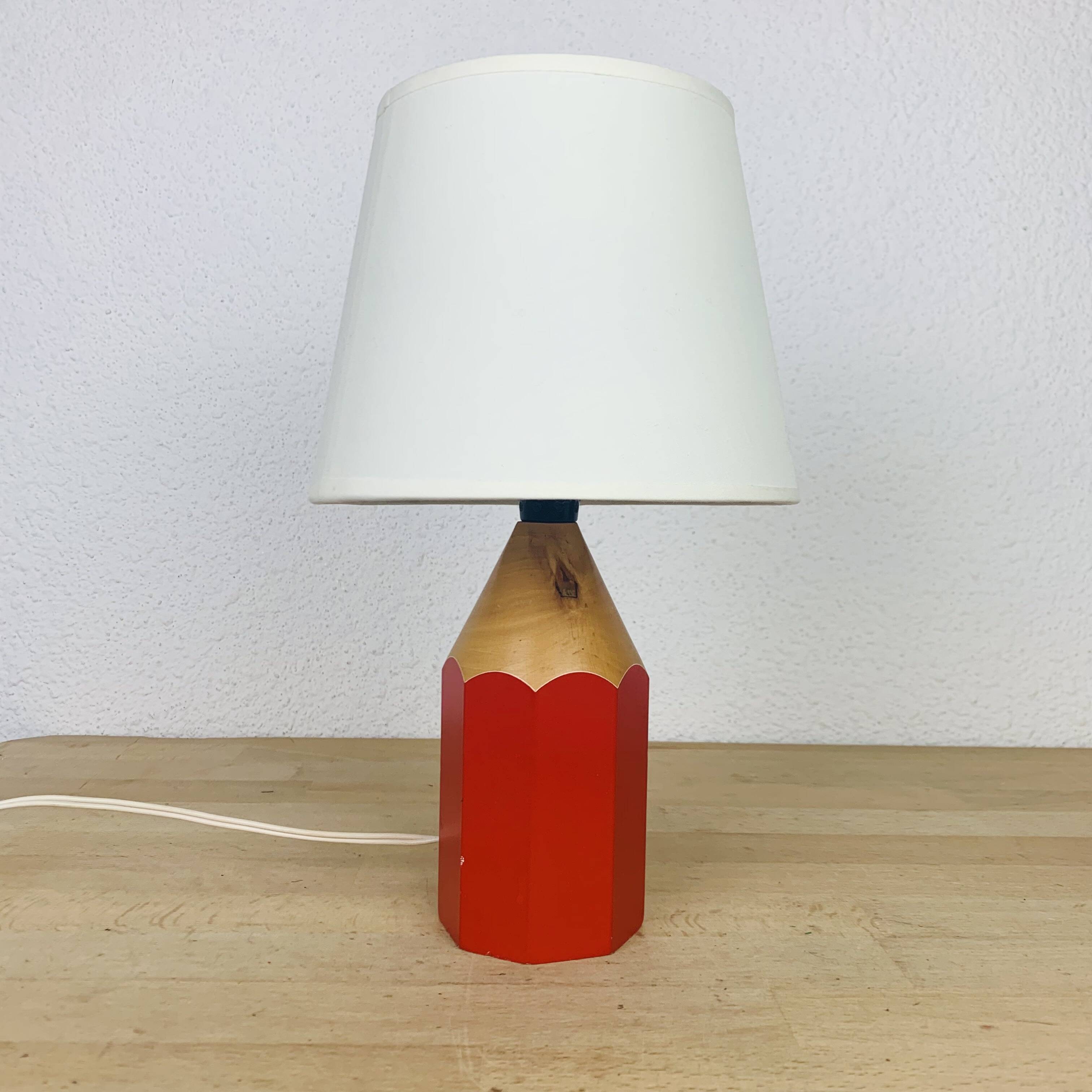 Pierre Sala pencil lamp for children, red wood