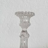 Antique baluster-shaped molded glass candlestick holder