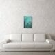 Contemporary paintig in teal, purple and green shades, acrylic on canvas