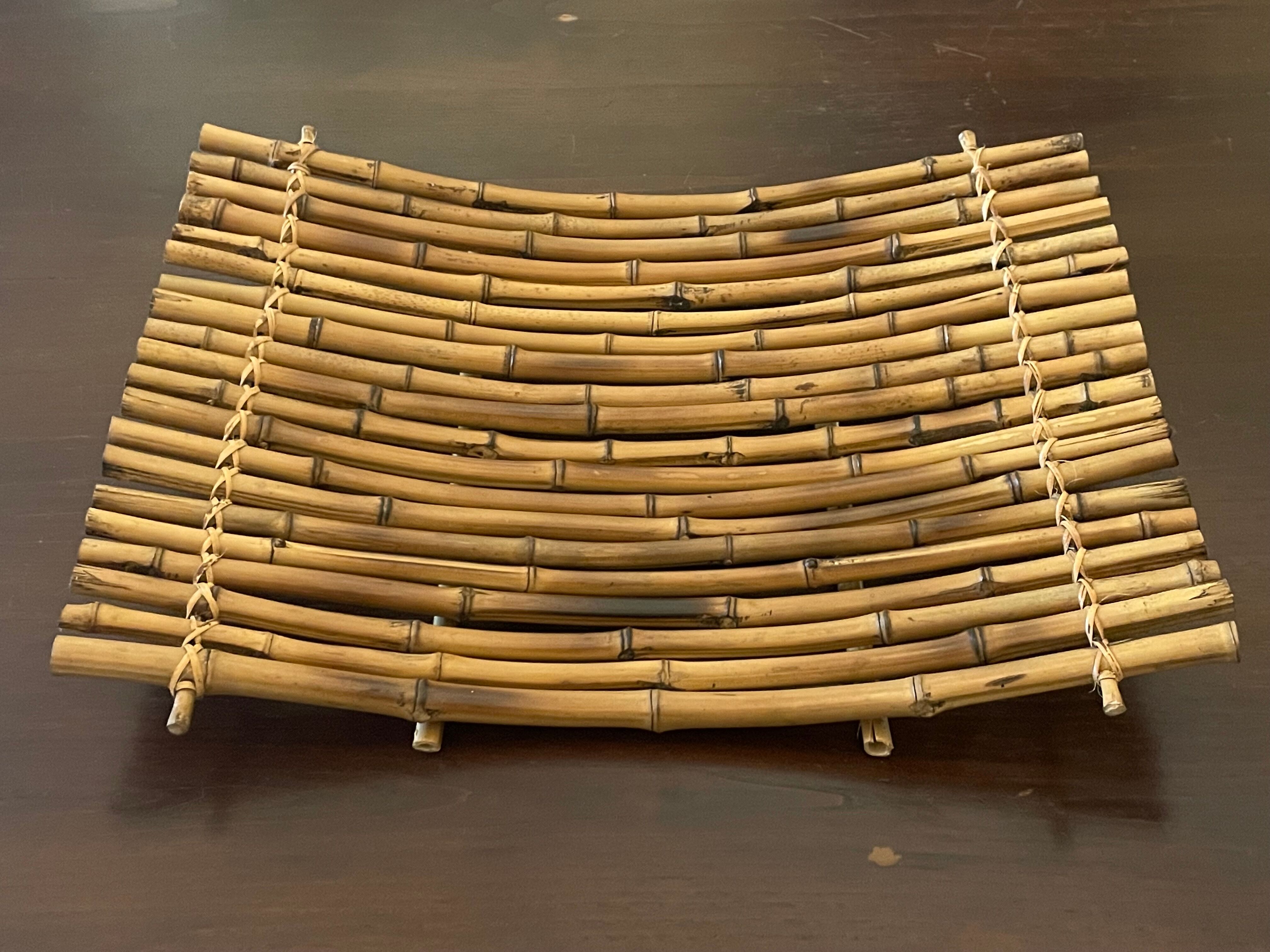 Vintage rattan fruit basket, 60s design