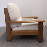 Pair of modernist armchairs in solid elm from the 60s/70s