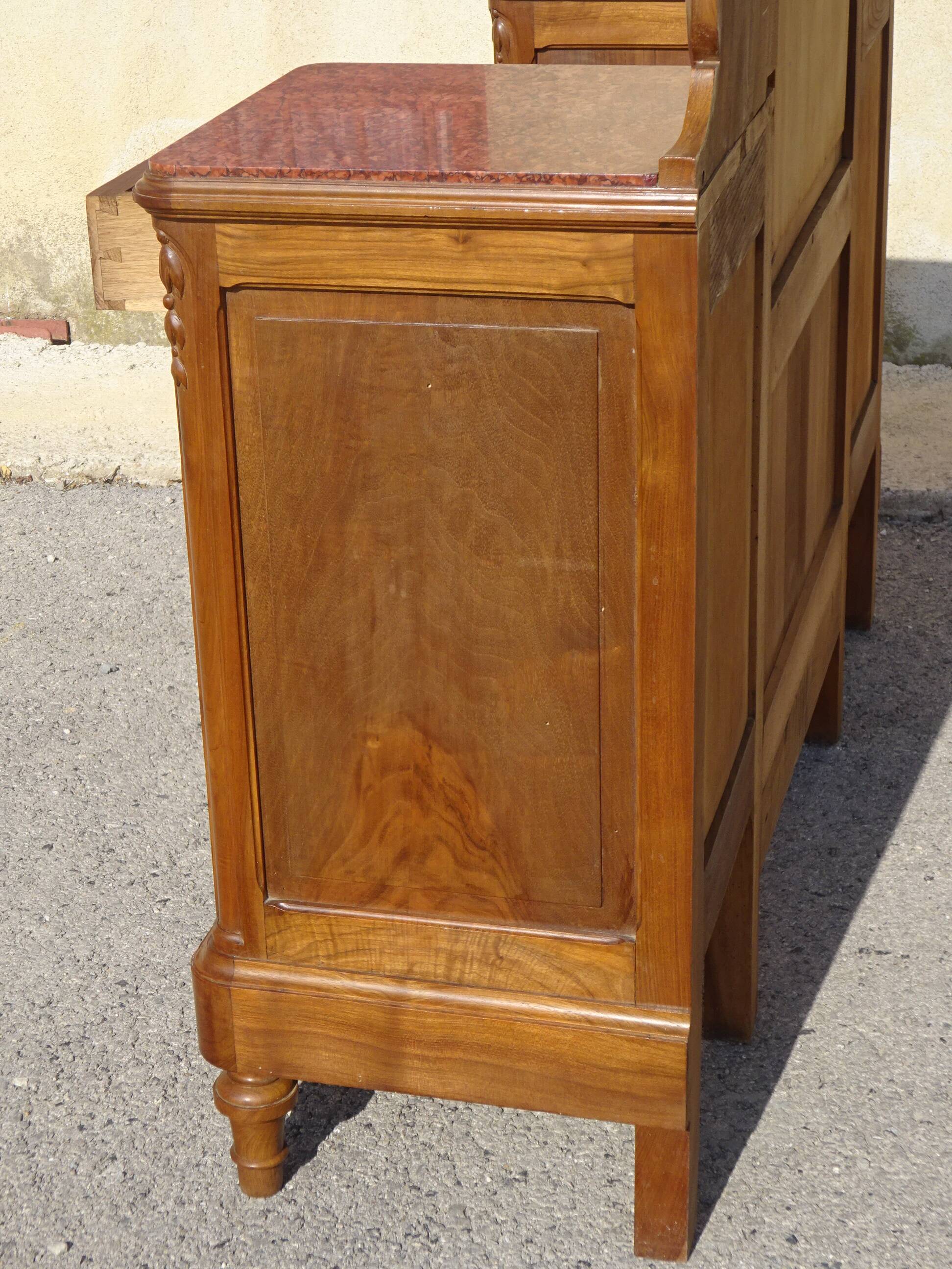 Large walnut dressing table in Louis XVI style.