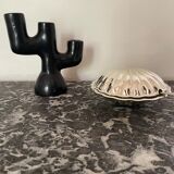 Black clay candle holder