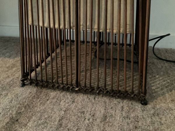 Lampadaire vintage en rotin et raphia