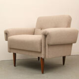 1950s polstery armchair beige, completely restored