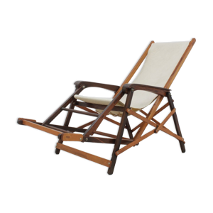 Chaise longue pliante du milieu du siècle années 1940
