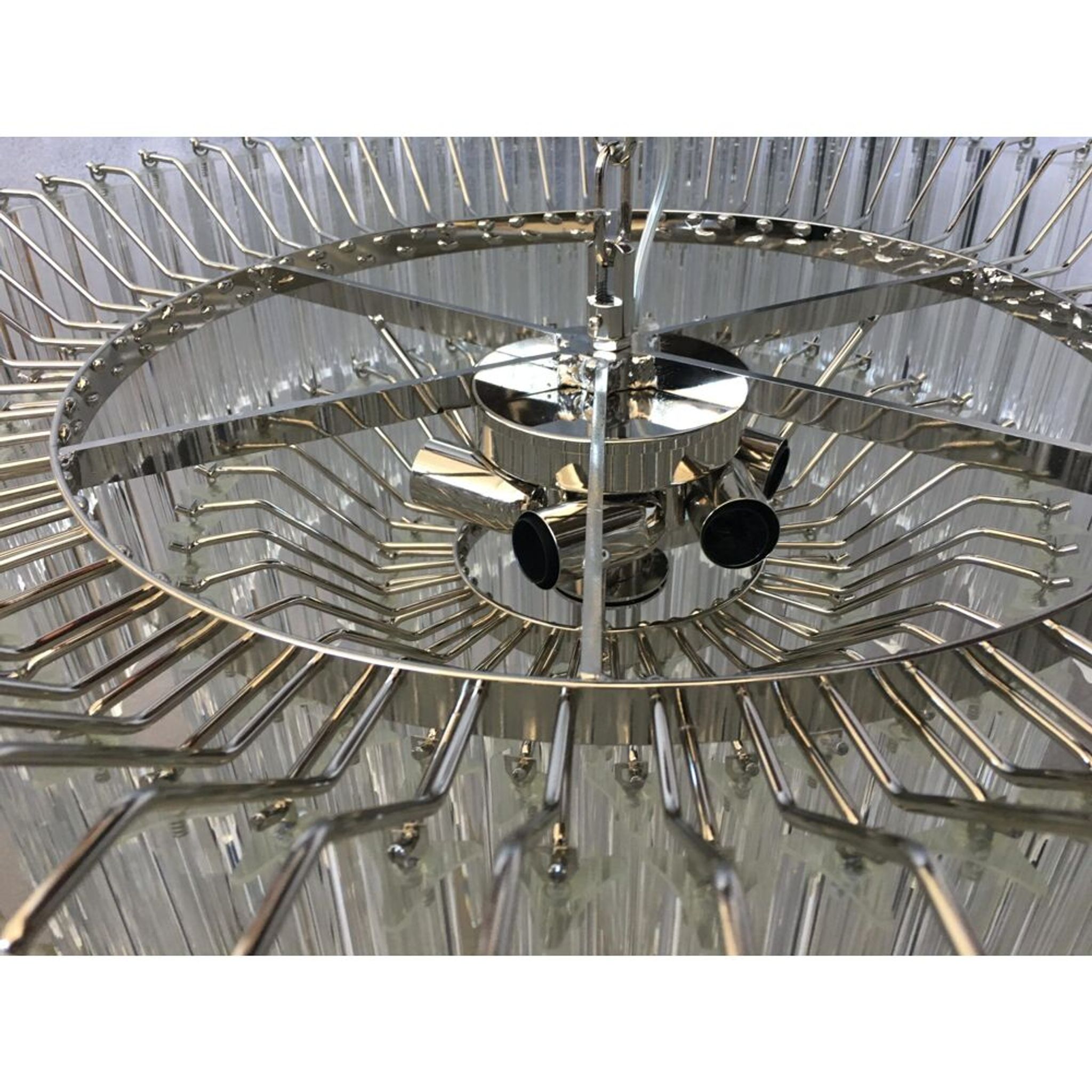 Contemporary clear triedro murano glass chandelier