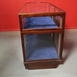 Mahogany showcase case with curved glass