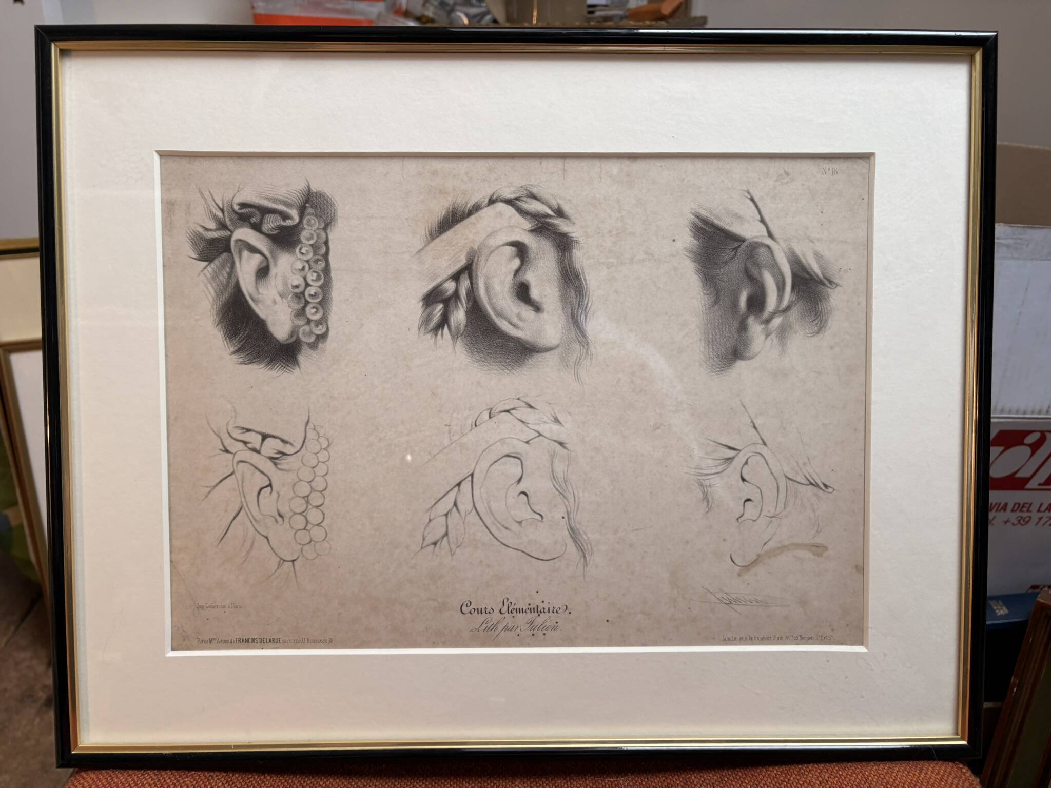 Print Engraving Elementary Course Female Ear Delarue Lemercier