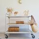 Industrial trolley - Chrome serving trolley with flowered trays