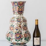 Vase hollandais Delft double gourde, monumental polychrome peint à la main, années 1950