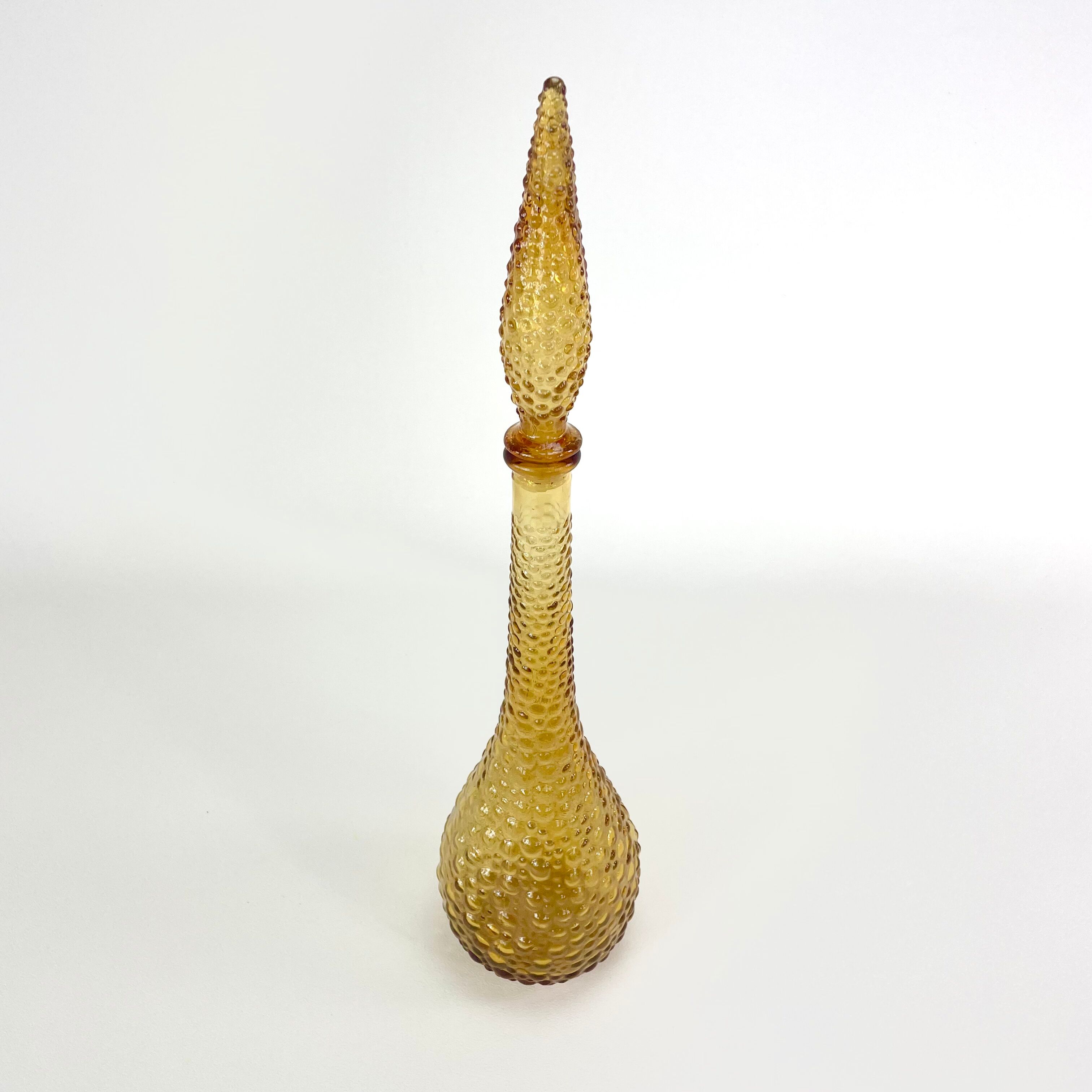 Amber bottle, Empoli glass, Italy, Mid-century
