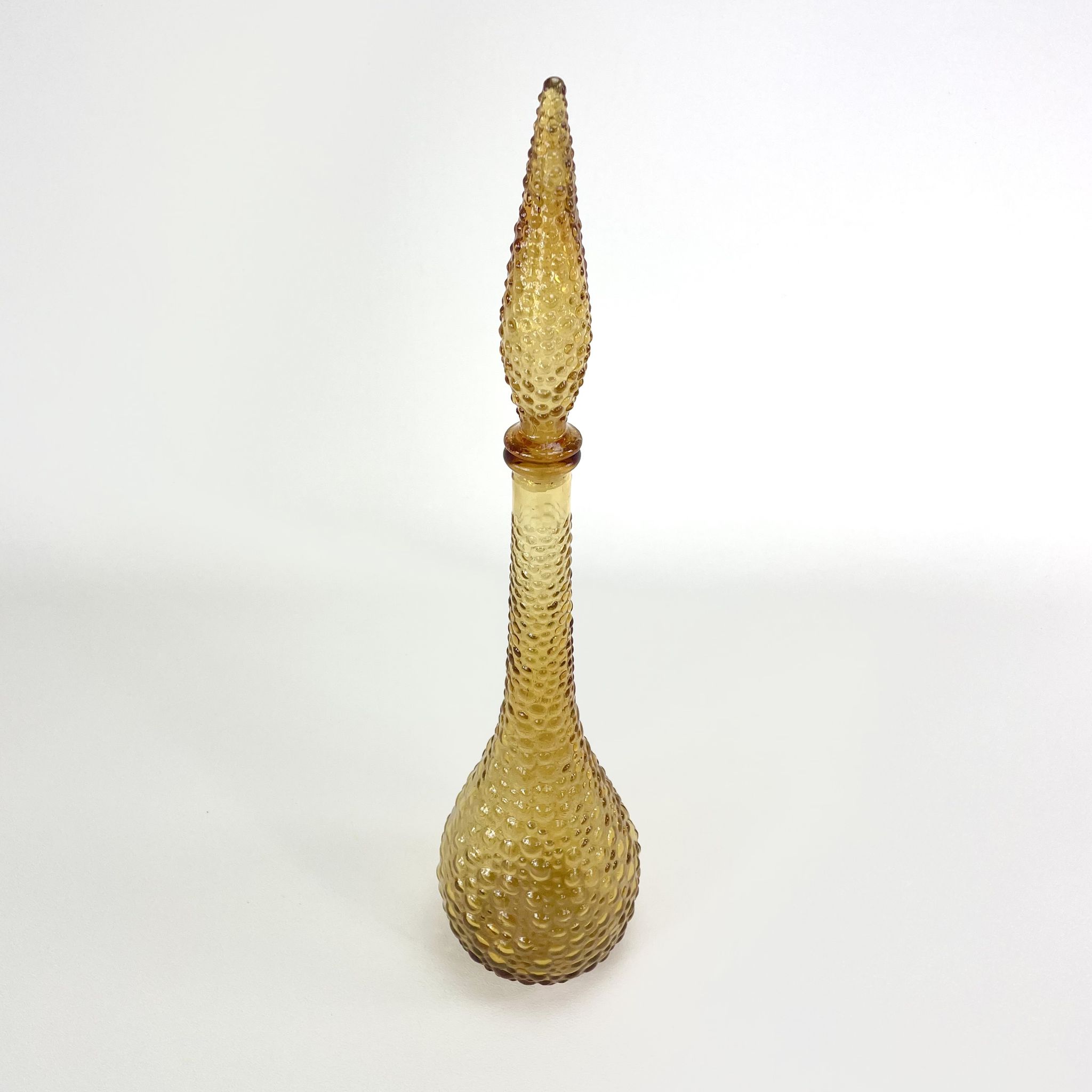 Bouteille ambrée, verre d'Empoli, Italie, Mid-century