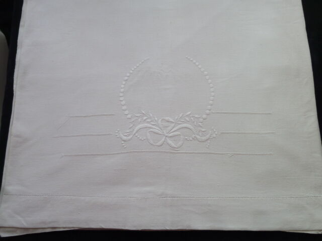 Cotton and linen sheet embroidered 1.86 x 2.60 m