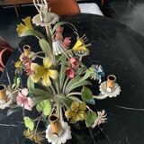 Flowered metal chandelier from the Italian 60s-70s.