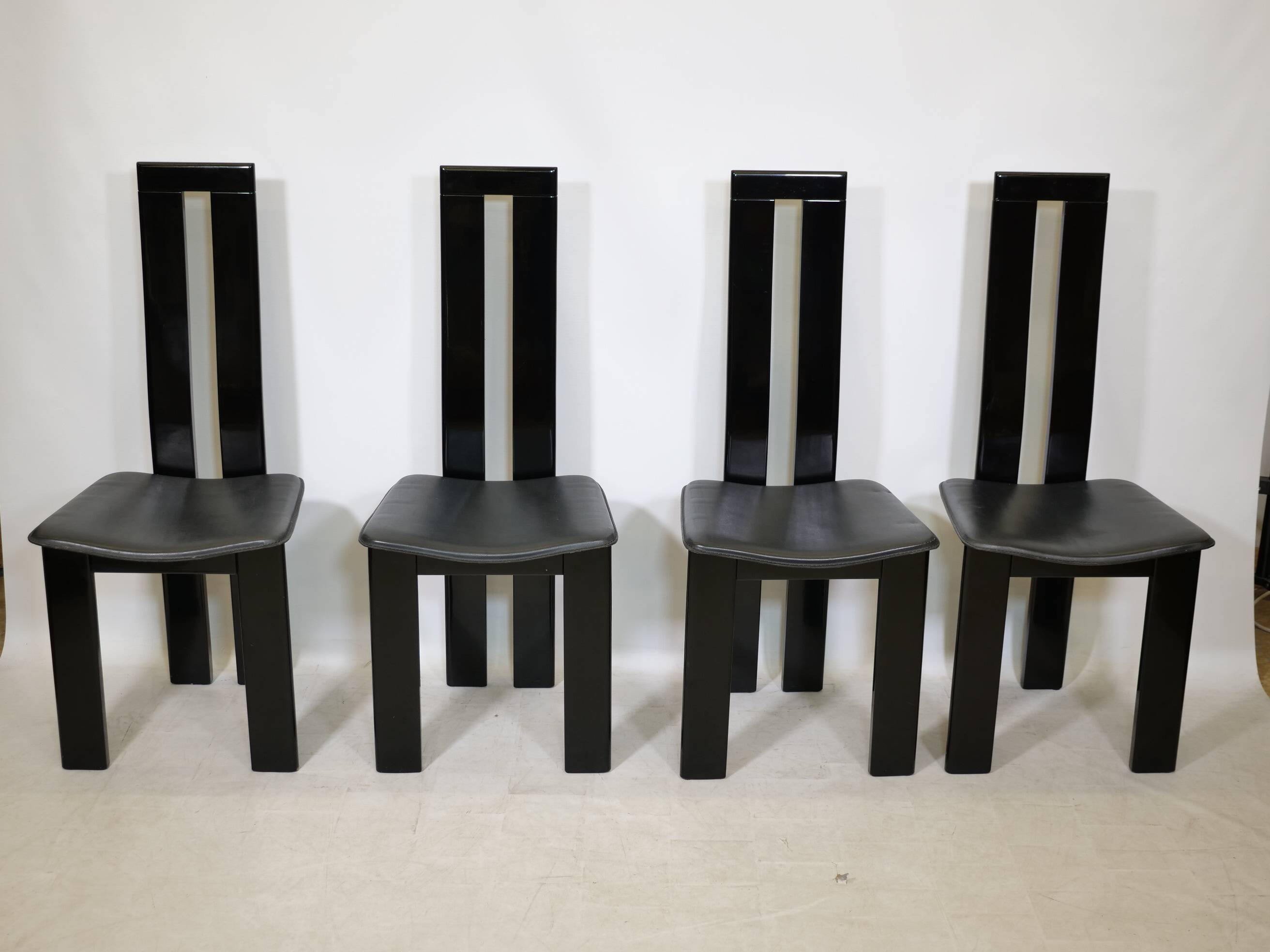 Postmodern Black Dining Chairs by Pietro Costantini, Set of 4, 1970s