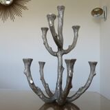 Brutalist candlestick sculpture massive aluminum tree 70s