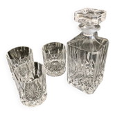 Whiskey decanter and 3 glasses