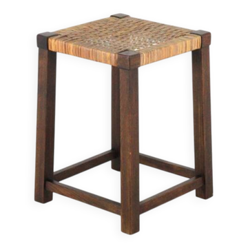 Tabouret en bois - style japandi - vintage - milieu du siècle