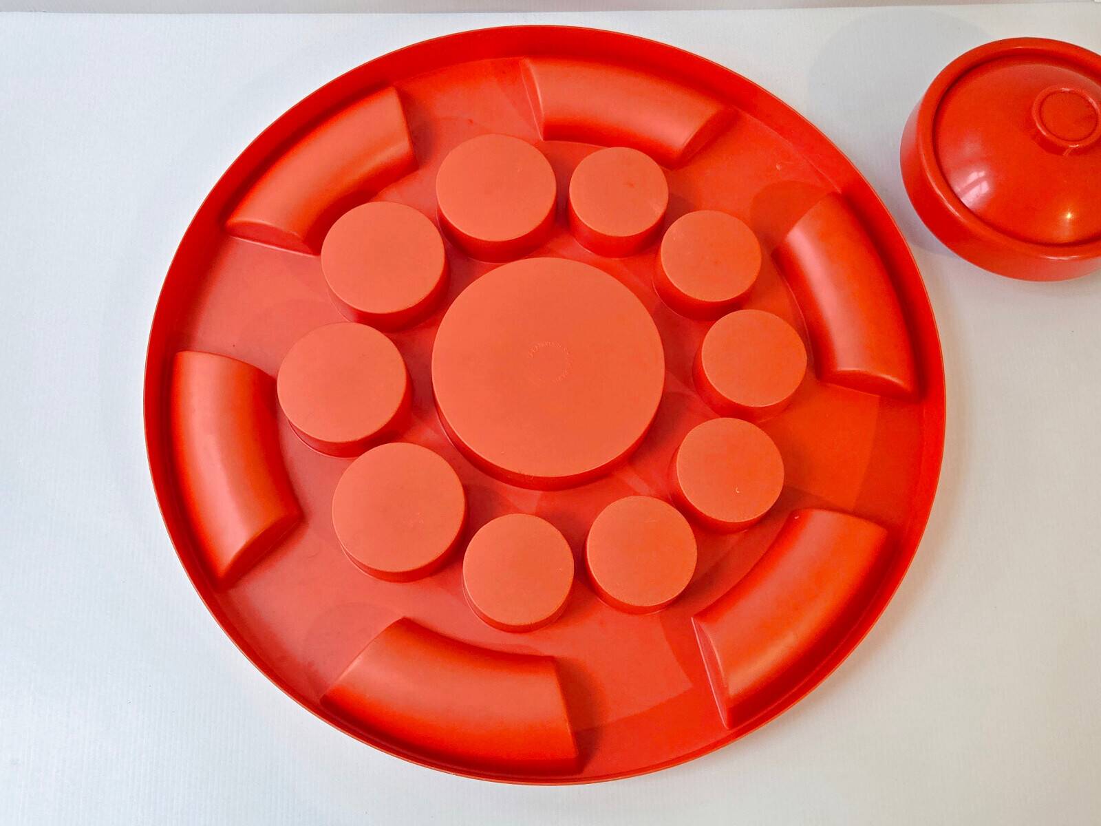 Grand plateau vintage 1970 moulded plastic orange creations bismuth paris 7