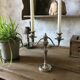 Antique silver metal candle holder 2 branches