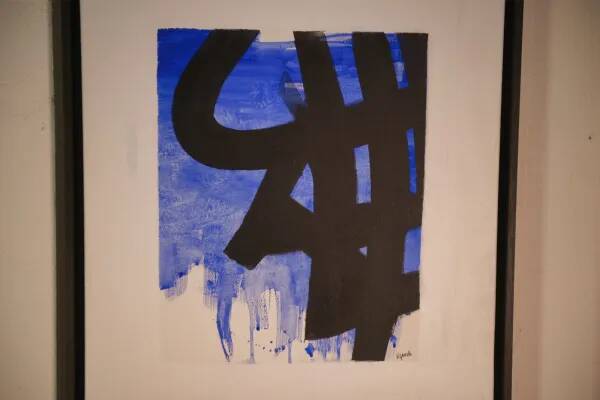 Abstract painting "Homage to Pierre Soulages" by Lucien Vignolle