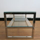 Coffee table in glass and chromed metal
