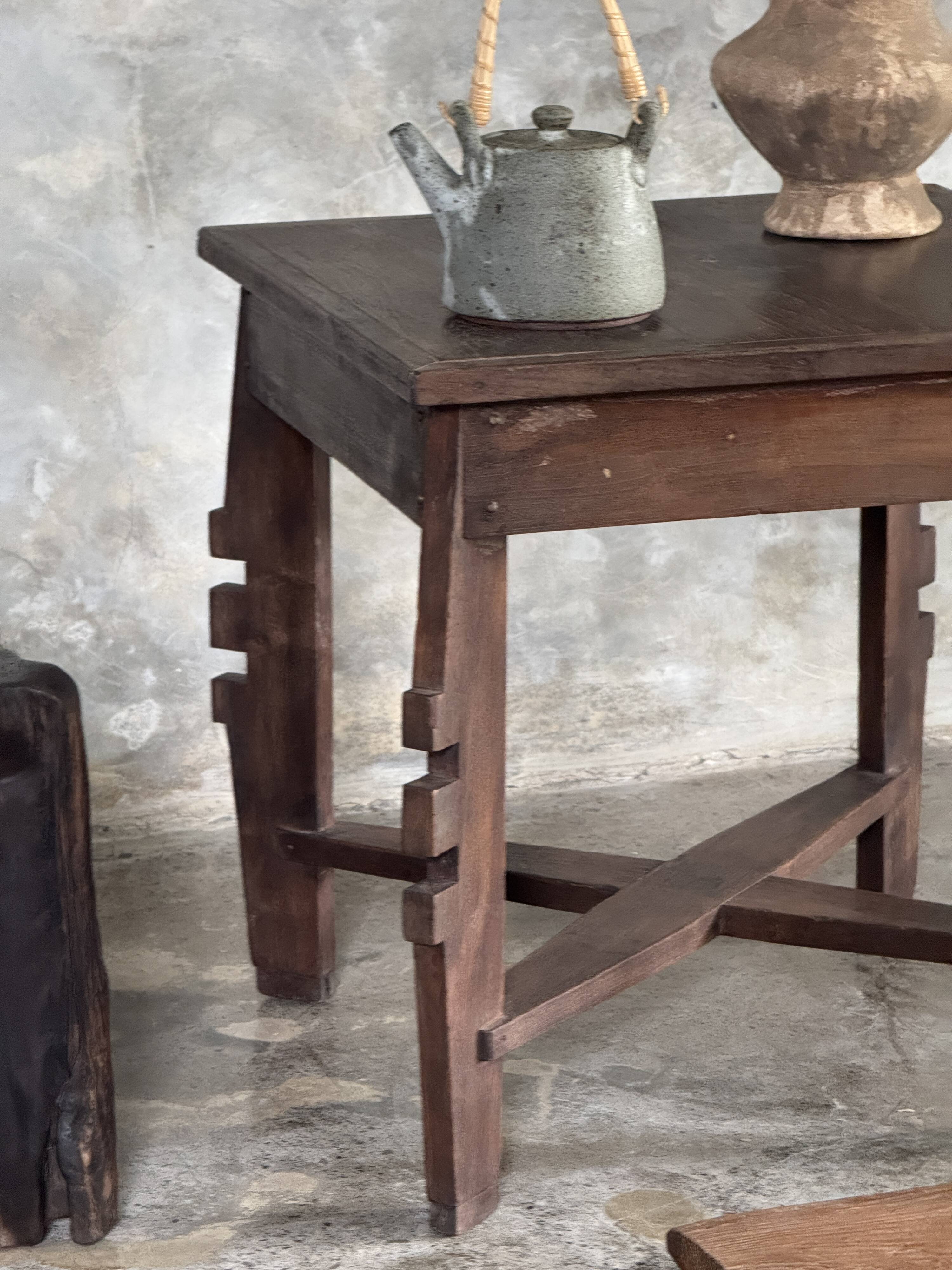 Coffee table, small vintage Indonesian modernist table in teak.