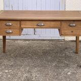 Solid desk in raw oak handles art deco shells