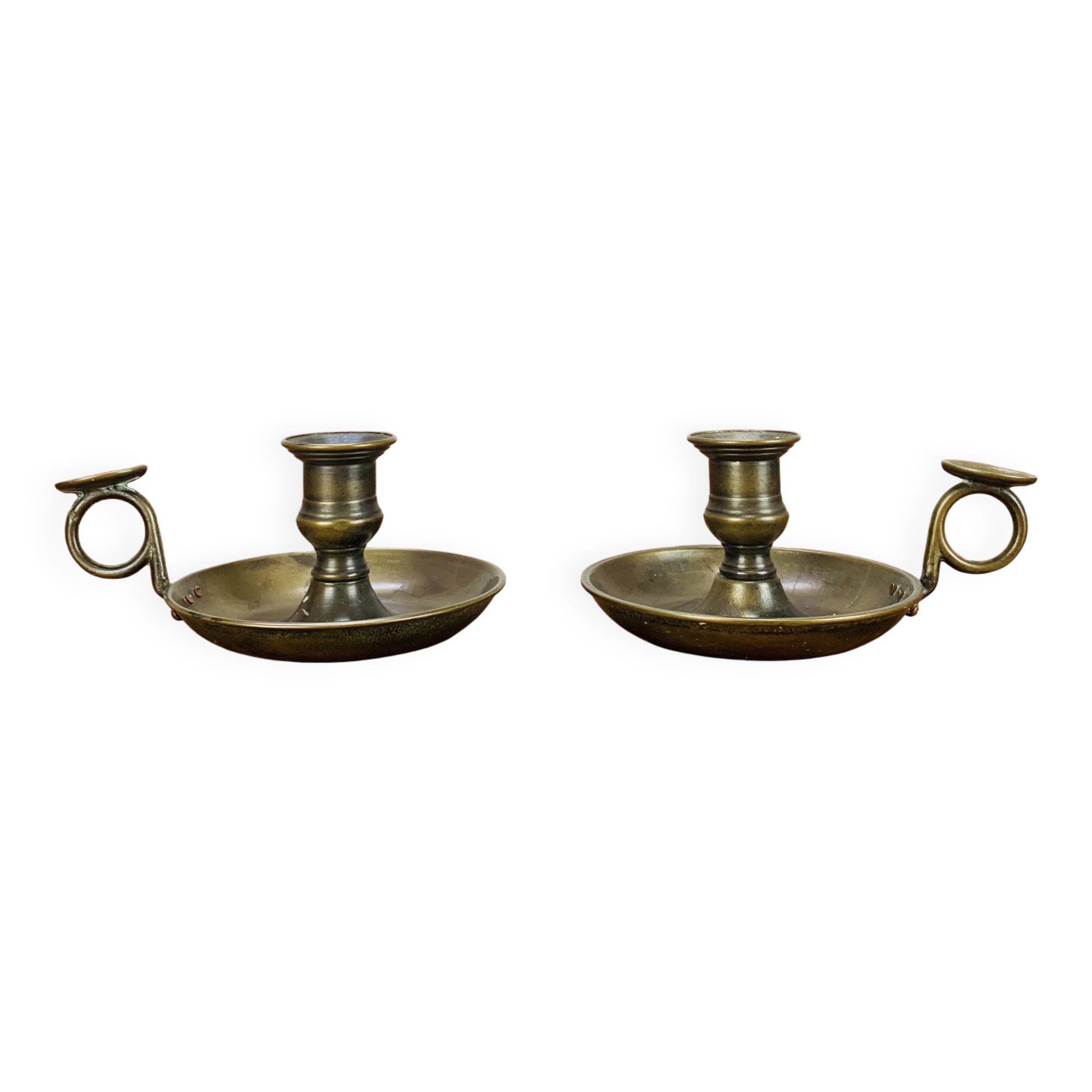 Pair of vintage brass cellar rat candlesticks