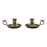 Pair of vintage brass cellar rat candlesticks
