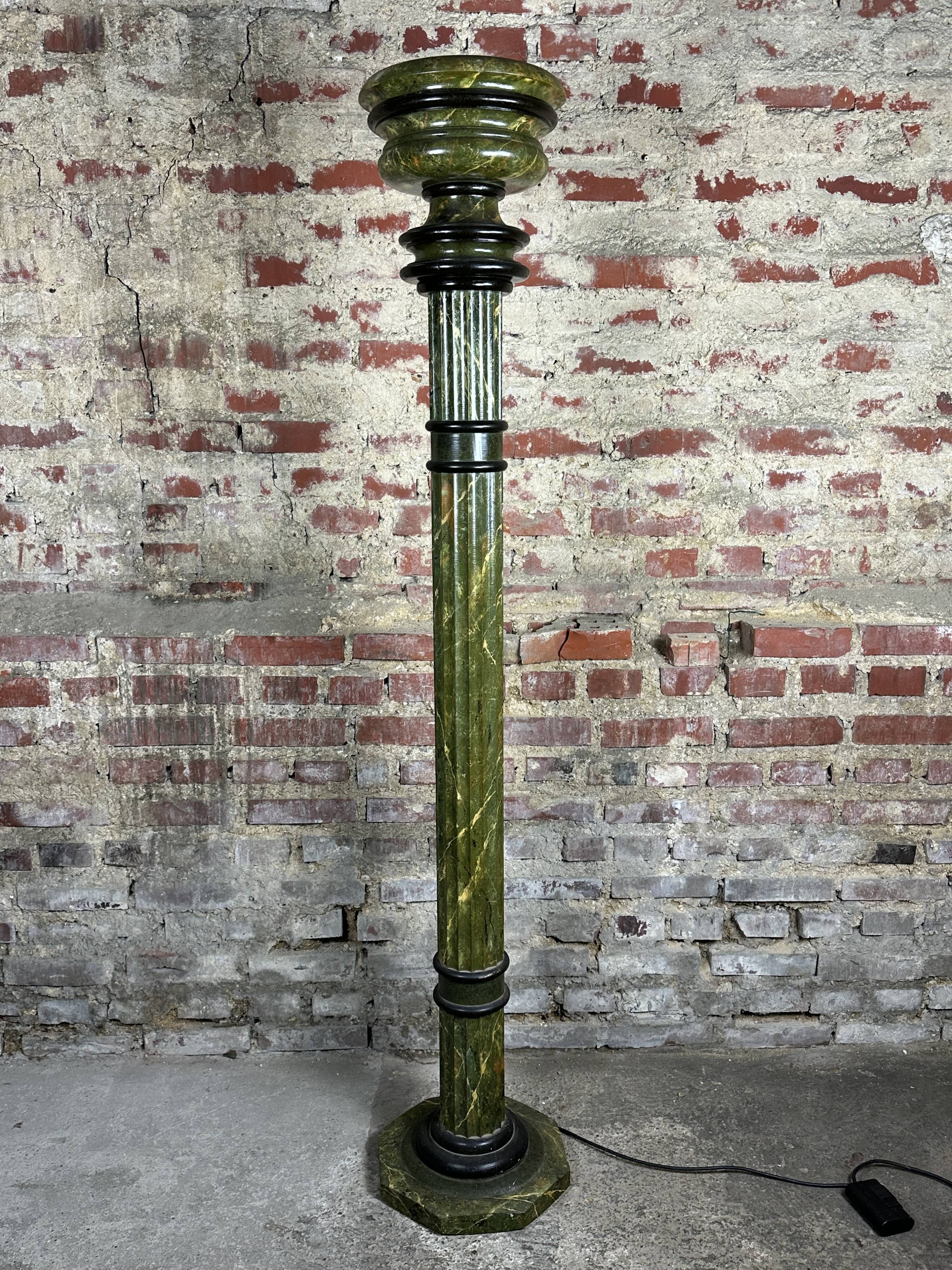 Louis XVI style carved wooden halogen column