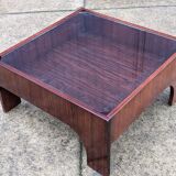 Table basse vintage en palissandre & verre par Claudio Salocchi, modèle "Oriolo"