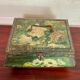 Old and large lithographed sheet metal box Japanese decoration