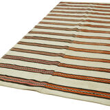 Hand-knotted turkish unique 1970s 185 cm x 347 cm multicolor hemp kilim carpet