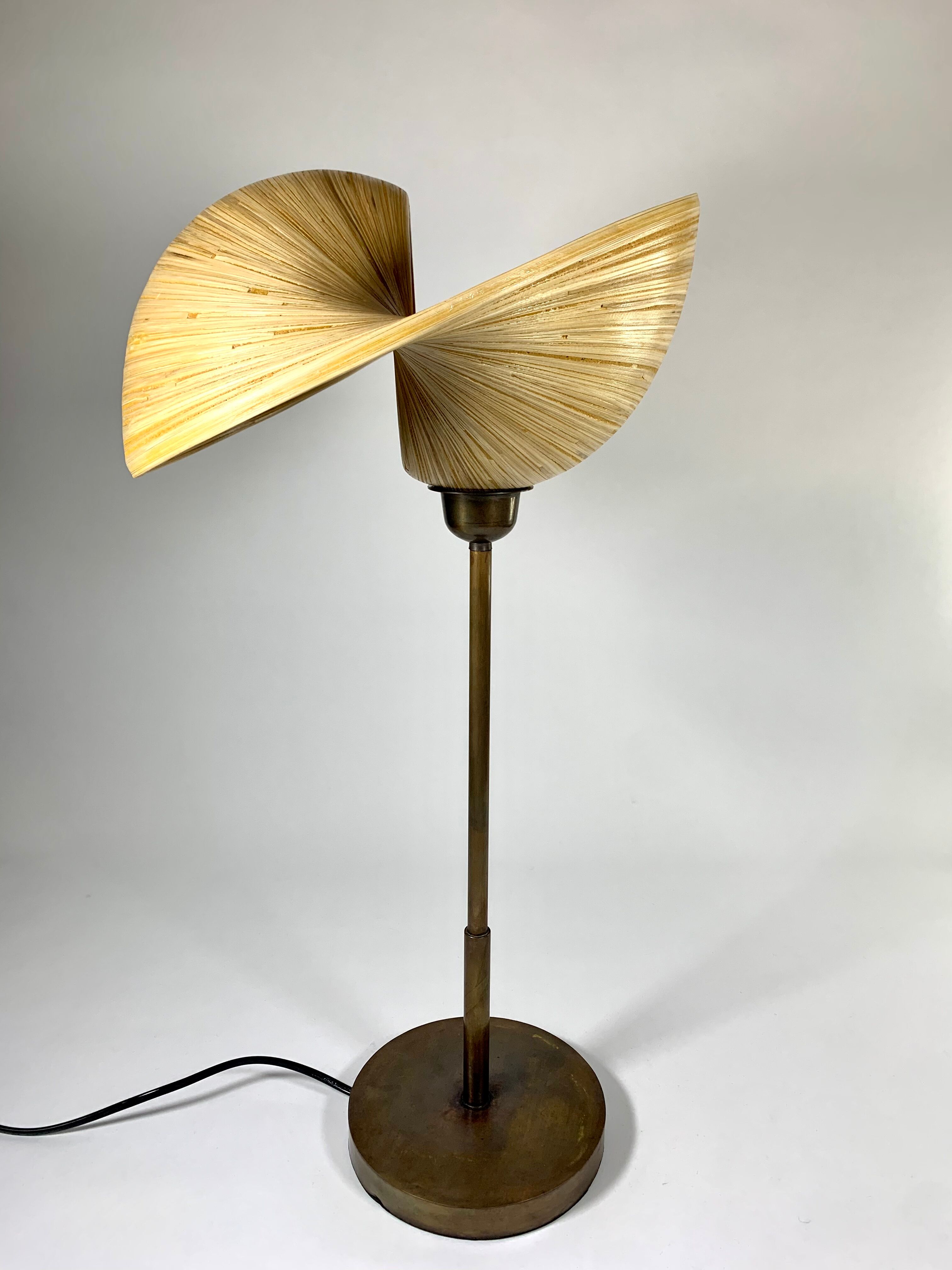 Table lamp in bronze and bamboo Dutch design