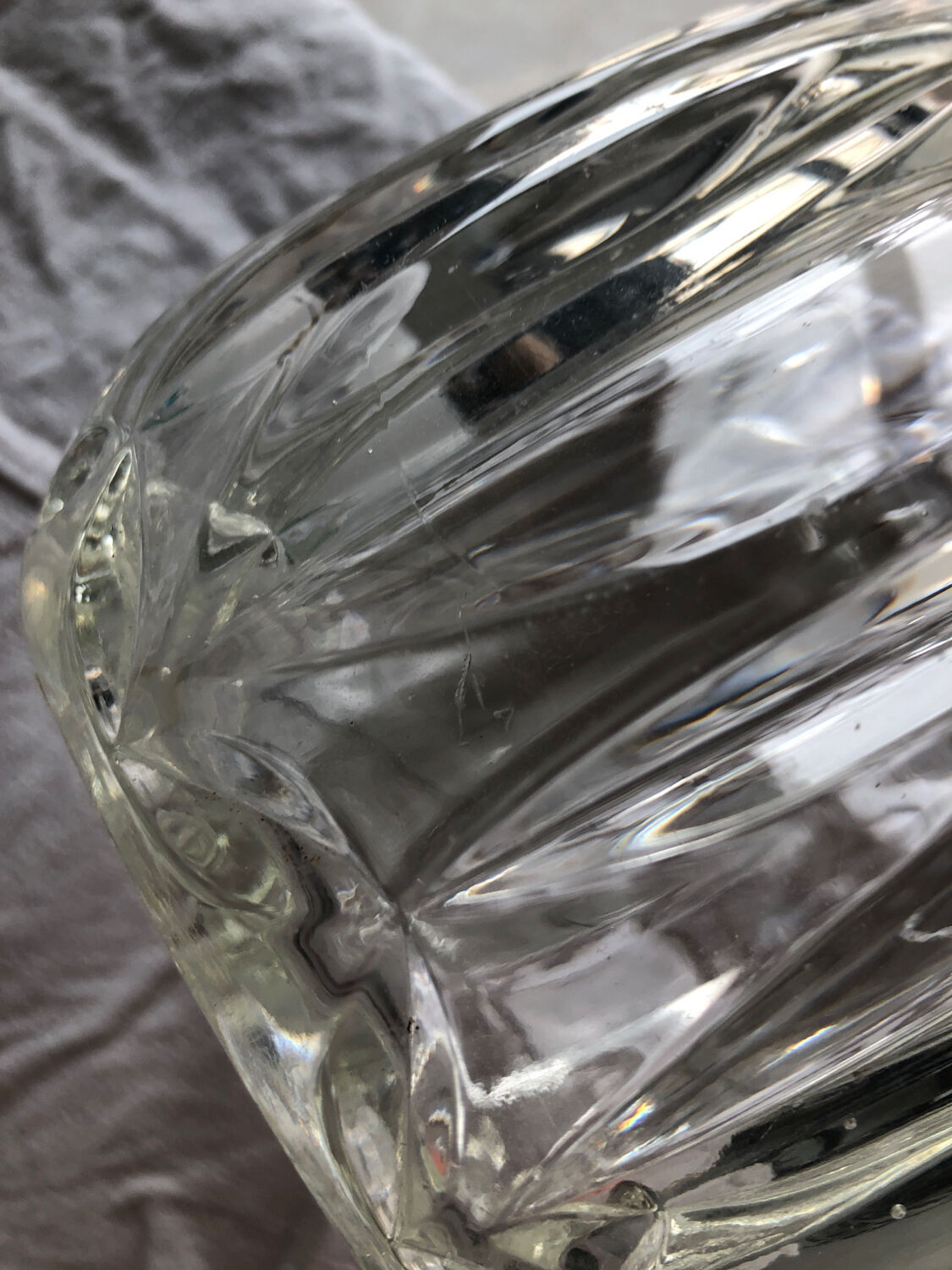 Vintage cut glass ball vase