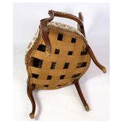 Pair of Neo-Rococo Armchairs with Decorated Fabric in Light Wood