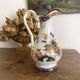 Antique polychrome porcelain jug, Orientalist decoration.