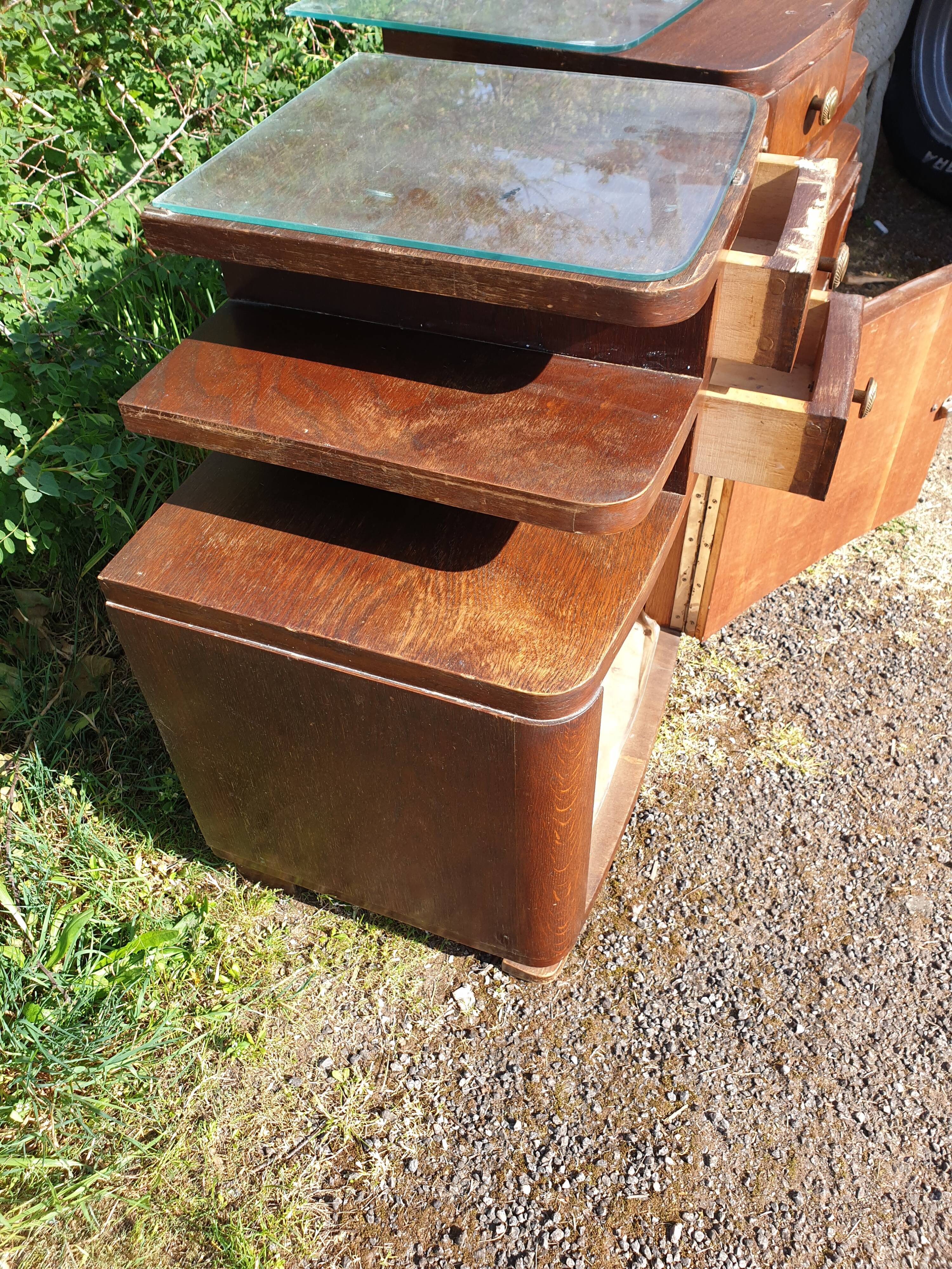pair of art DECO oak bedside table
